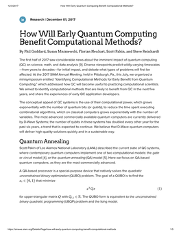 How Will Early Quantum Computing Benefit Computational Methods?