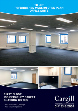 To Let Refurbished Modern Open Plan Office Suite