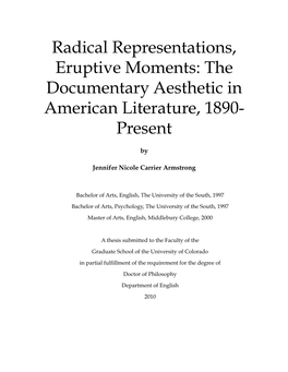 The Documentary Aesthetic in American Literature, 1890- Present