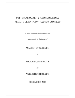 Software Quality Assurance in a Remote Client/Contractor Context
