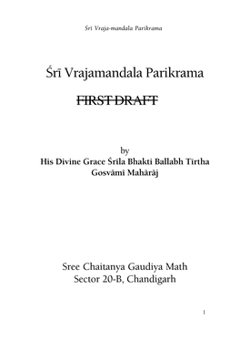 Çré Vrajamandala Parikrama FIRST DRAFT