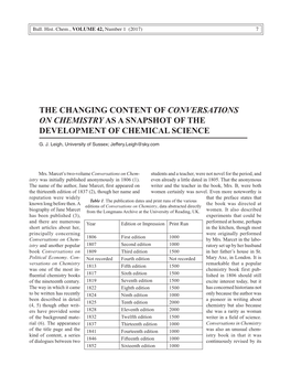 The Changing Content of Conversations on Chemistry As a Snapshot of the Development of Chemical Science