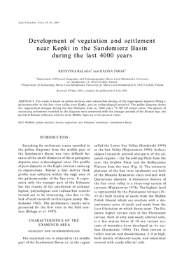 Development of Vegetation and Settlement Near Kopki in the Sandomierz Basin During the Last 4000 Years