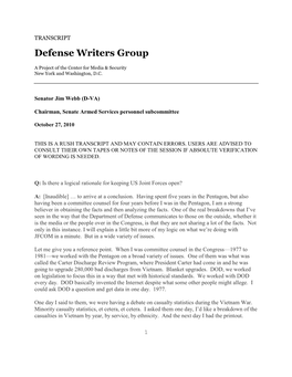 Defense Writers Group