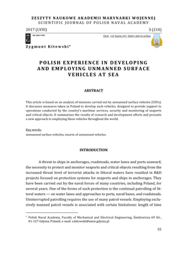 Polish Experience in Developing and Employing Unmanned Surface Vehicles at Sea