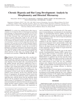 Chronic Hypoxia and Rat Lung Development: Analysis by Morphometry and Directed Microarray