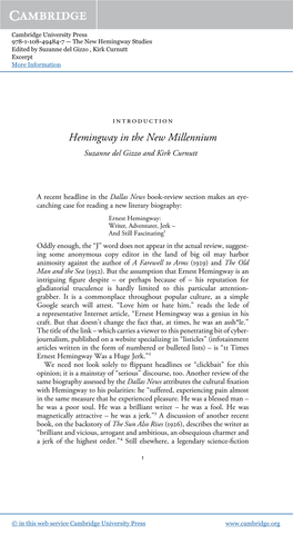 Hemingway in the New Millennium Suzanne Del Gizzo and Kirk Curnutt