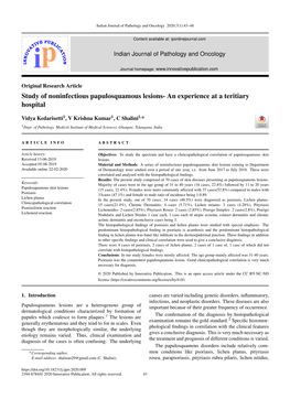 Study of Noninfectious Papulosquamous Lesions- an Experience at a Teritiary Hospital