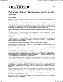 Pembroke Airport Commission Seeks County Support