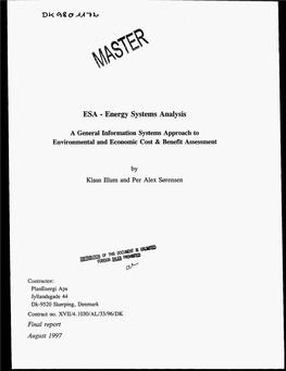 Energy Systems Analysis