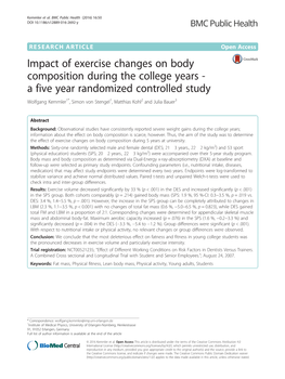 Impact of Exercise Changes on Body Composition During the College Years