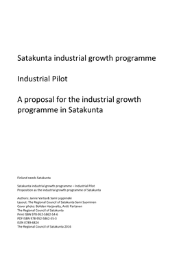 Satakunta Region Finland Industrial Vision 2020 Programme