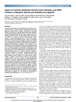 Impact of Common Epidermal Growth Factor Receptor and HER2 Variants on Receptor Activity and Inhibition by Lapatinib