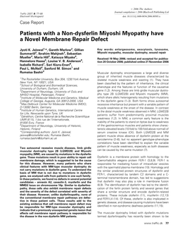 Patients with a Non-Dysferlin Miyoshi Myopathy Have a Novel Membrane Repair Defect