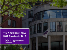 The NYU | Stern MBA MCA Casebook: 2018 Acknowledgements