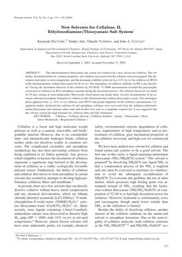 New Solvents for Cellulose. II. Ethylenediamine/Thiocyanate Salt Systemy