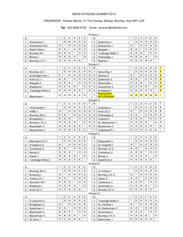 Mens Divisions Summer 2012