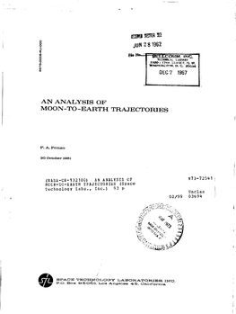 An Analysis of Moon-To -Earth Trajectories