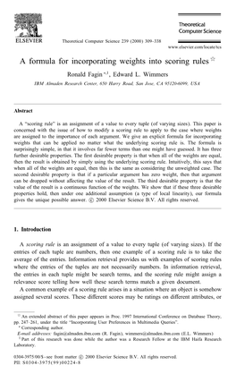 A Formula for Incorporating Weights Into Scoring Rules (