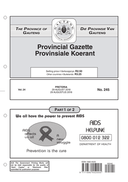 Provincial Gazette Provinsiale Koerant