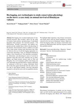 Bio-Logging, New Technologies to Study Conservation Physiology On