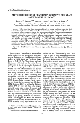 Metabolic Thermal Sensitivity Optimizes Sea Krait Amphibious Physiology