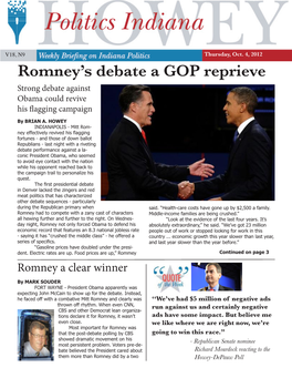 Romney's Debate a GOP Reprieve