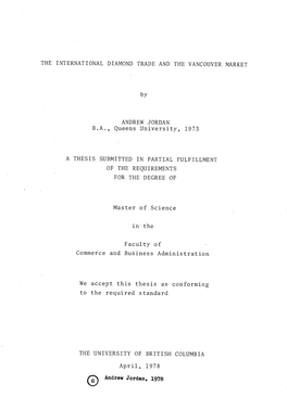 The International Diamond Trade and the Vancouver Market