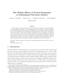 The Welfare Effects of Vertical Integration in Multichannel