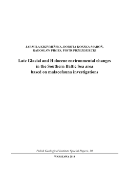 Late Glacial and Holocene Environmental Changes in the Southern Baltic Sea Area Based on Malacofauna Investigations