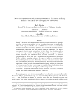 Over-Representation of Extreme Events in Decision-Making Reflects Rational Use of Cognitive Resources