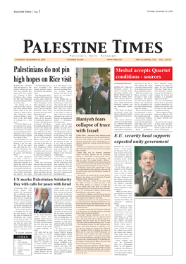 Palestine Times | Page 1 Thursday, November 30, 2006