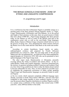 The Benue-Gongola-Chad Basin - Zone of Ethnic and Linguistic Compression