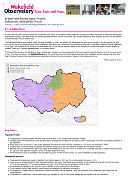 Wakefield Rural Statistics, Charts and Maps Describing Wakefield's Area Working Areas