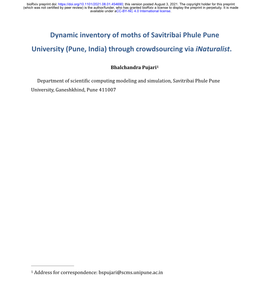 Dynamic Inventory of Moths of Savitribai Phule Pune University (Pune, India) Through Crowdsourcing Via Inaturalist