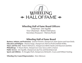 Wheeling Hall of Fame 2015 Program