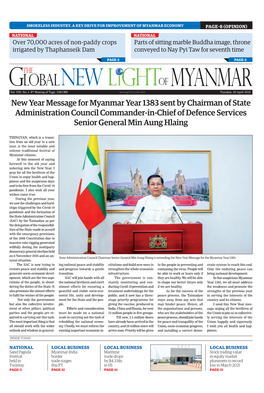 New Year Message for Myanmar Year 1383 Sent by Chairman of State Administration Council Commander-In-Chief of Defence Services Senior General Min Aung Hlaing
