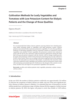 Cultivation Methods for Leafy Vegetables and Tomatoes with Low Potassium Content… 71