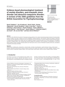 Evidence-Based Pharmacological Treatment of Anxiety Disorders, Post-Traumatic Stress