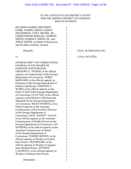 In the United States District Court for the Middle District of Georgia Macon Division Ricardo Harris, Brandon ) Cobb, Tommy