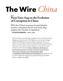 Yuen Yuen Ang on the Evolution of Corruption in China