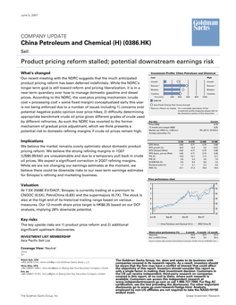 China Petroleum and Chemical (H) (0386.HK) Product Pricing Reform