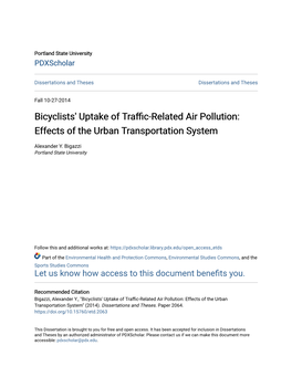 Bicyclists' Uptake of Traffic-Related Air Pollution