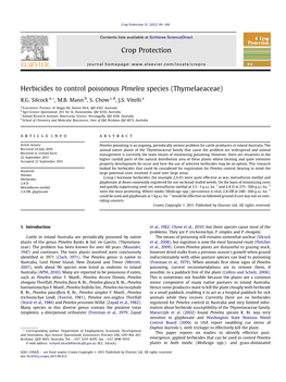 Herbicides to Control Poisonous Pimelea Species (Thymelaeaceae)