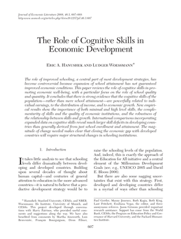 The Role of Cognitive Skills in Economic Development