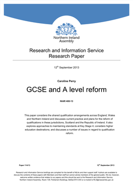 GCSE and a Level Reform