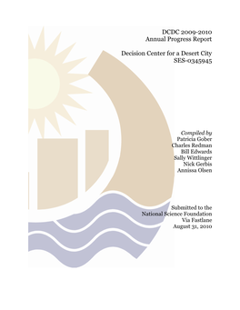 DCDC 2009-2010 Annual Progress Report Decision Center for a Desert City SES-0345945