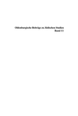 Oldenburgische Beiträge Zu Jüdischen Studien Band 11 Oldenburgische Beiträge Zu Jüdischen Studien