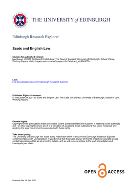 Scots Law and the Road to the New Ius Commune