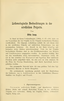 Lichenologische Beobachtungen in Der Nördlichen Prignitz